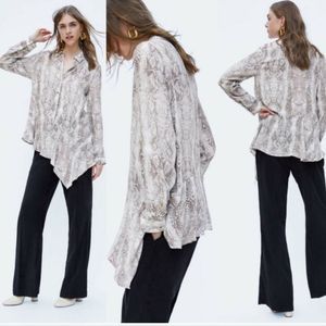 Zara basics asymmetrical animal print blouse